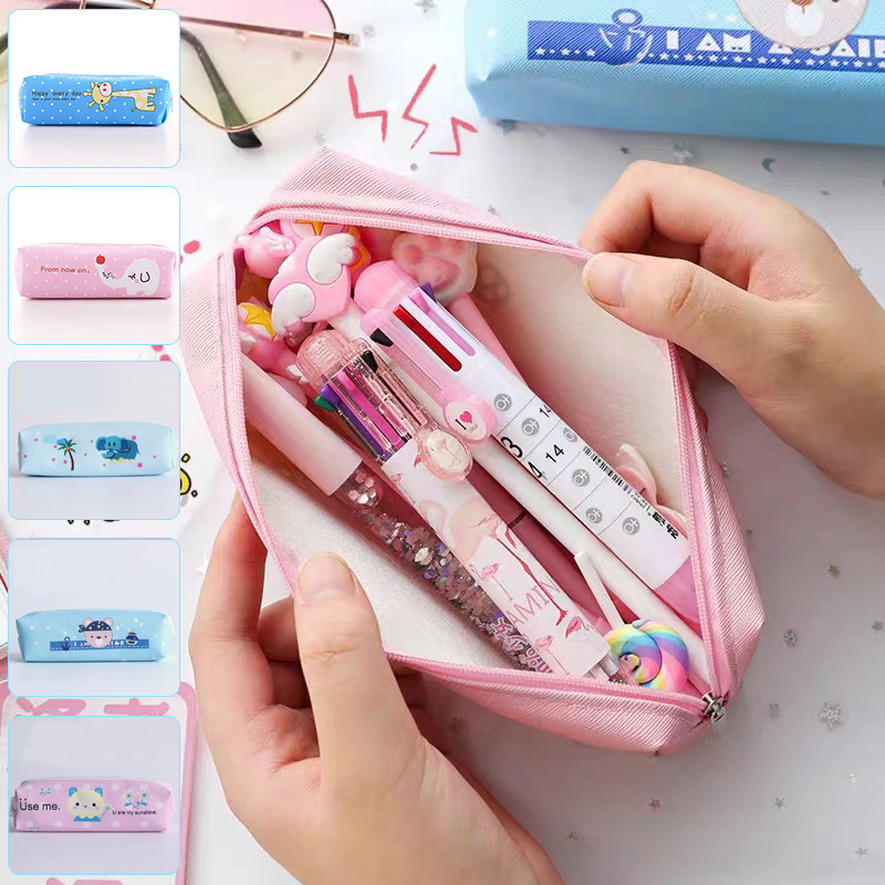 กระเป๋าดินสอ มีซิป ขนาดใหญ่ จุของได้เยอะ แบบพกพา มีหลายรูปแบบให้เลือก สําหรับใส่เครื่องเขียน