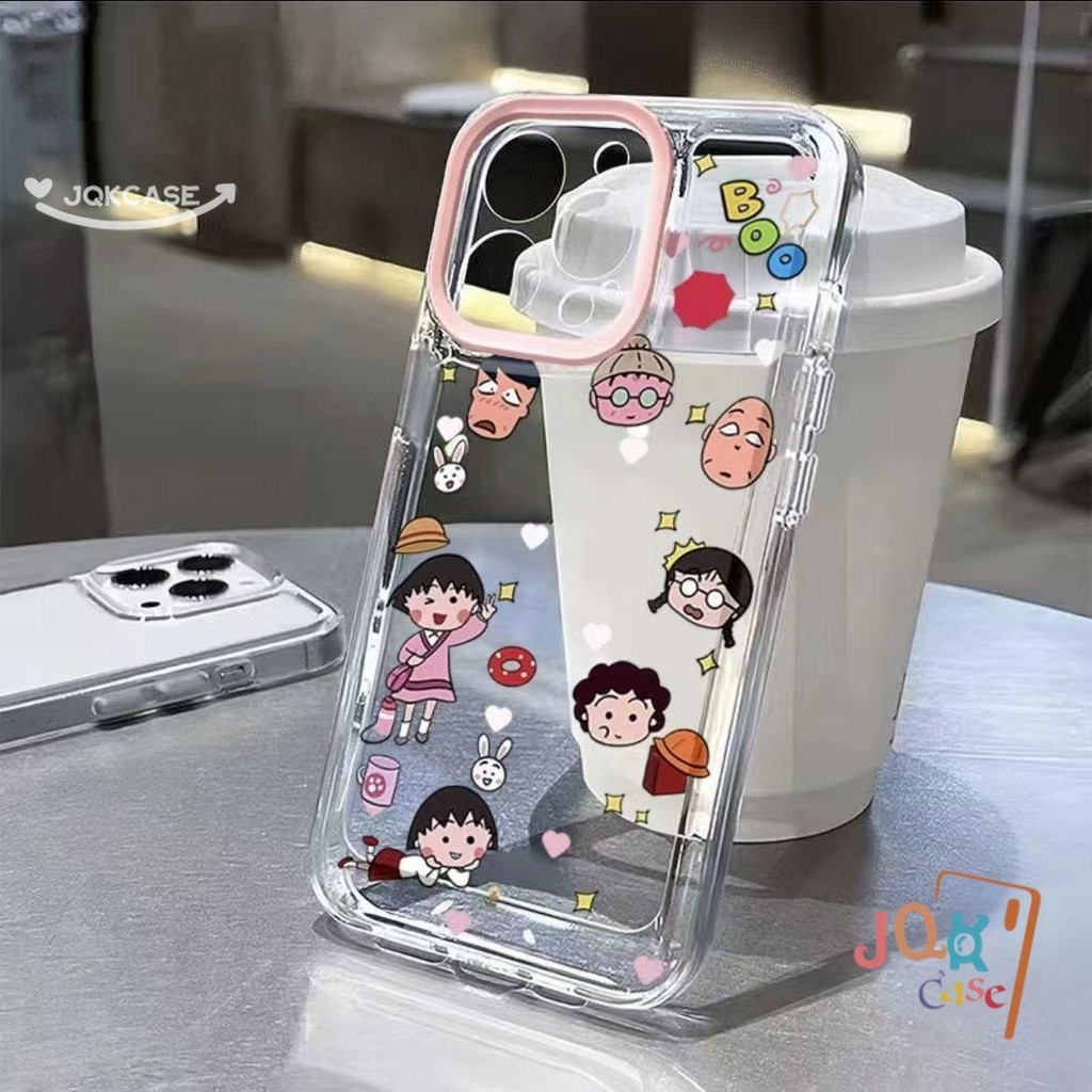 เชอร์รี่ มารุโกะจัง เคสไอโฟน สำหรับ IPhone 16 12 15 13 11 14 Pro Max XS XR X Max 8 7 Plus SE 2020 เรียบง่าย โปร่งใส เคส