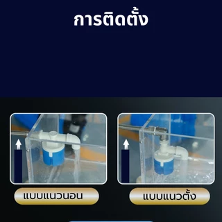 ลูกลอยควบคุมน้ำอัตโนมัติขนาด 1/2" 3/4" และ 1" สีฟ้าพลาสติกอย่างดี ทางน้ำออกมีงอ 90 ํ