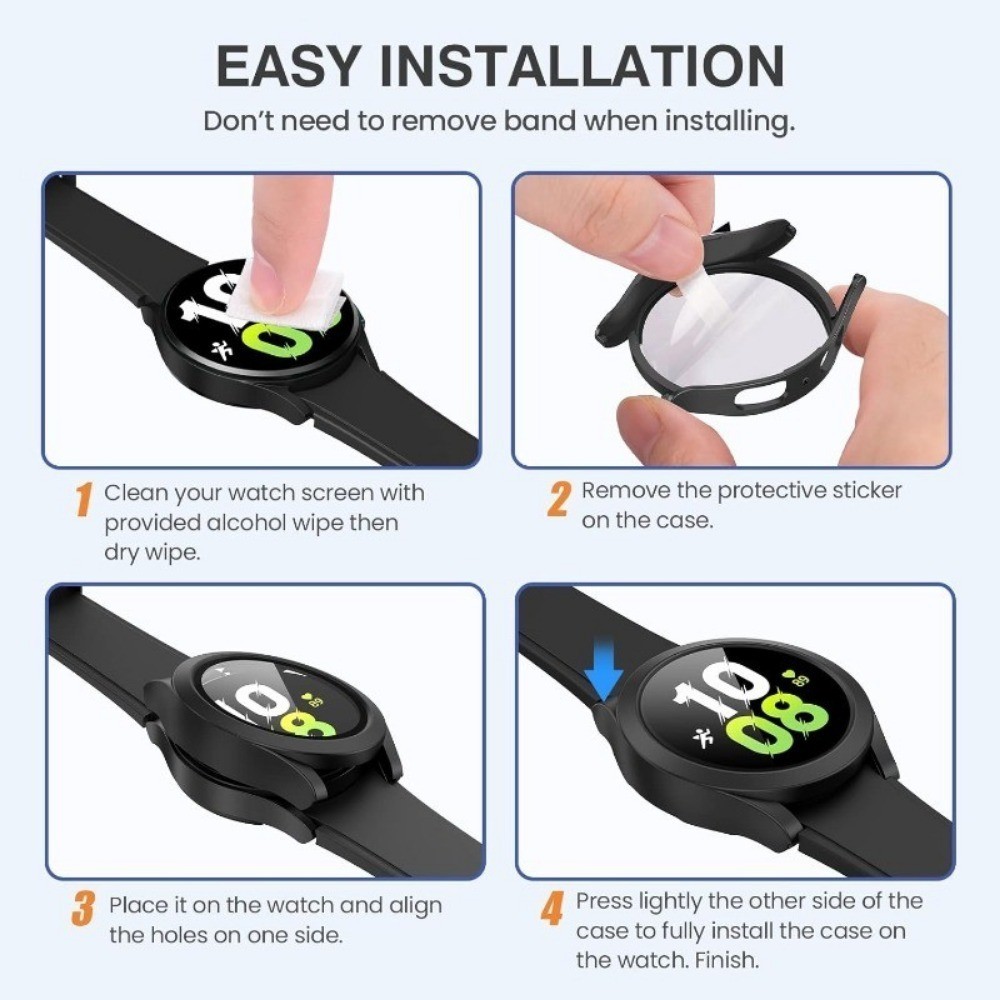 SAMSUNG สําหรับ ซัมซุง กาแลคซี นาฬิกา6/5/4 40มิลลิเมตร44มิลลิเมตรป้องกันหน้าจอกรณีป้องกันใบหน้าปกคลุมสําหรับนาฬิกา5มือโปร 45มิลลิเมตรฮาร์ดกันชนในตัวกระจกฟิล - รูปที่ 4