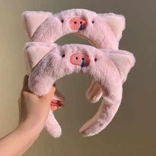 ใหม่น่ารักหมูสีชมพูการ์ตูนตุ๊กตาคาดศีรษะผมวงเครื่องประดับผม