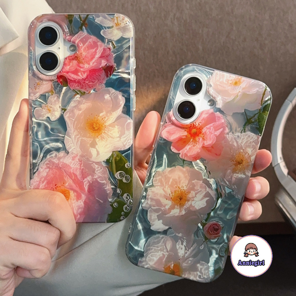 แฟชั่น Illusory สีระลอกน้ําภาพวาดสีน้ํามันดอกไม้เคสโทรศัพท์สําหรับ IPhone 11 15 16 Pro Max 12 14 13 Promax Dirt Resistance Hard IMD โทรศัพท์ปกหลัง