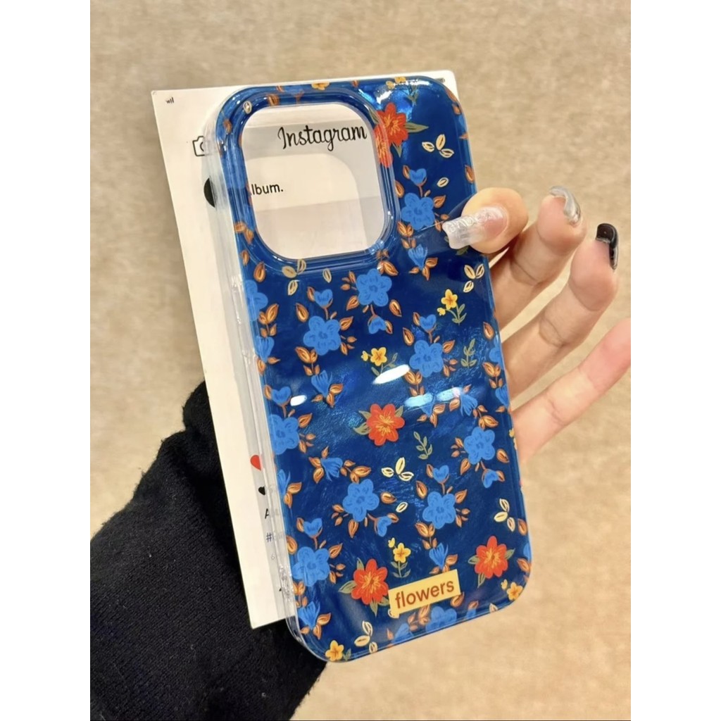 ญี่ปุ่น Niche ins ดอกไม้แบบเต็มหน้าจอเหมาะสําหรับ iPhone15 สไตล์ใหม่ Apple 16 เคสโทรศัพท์ 14 Glacier รูปแบบ 13pro