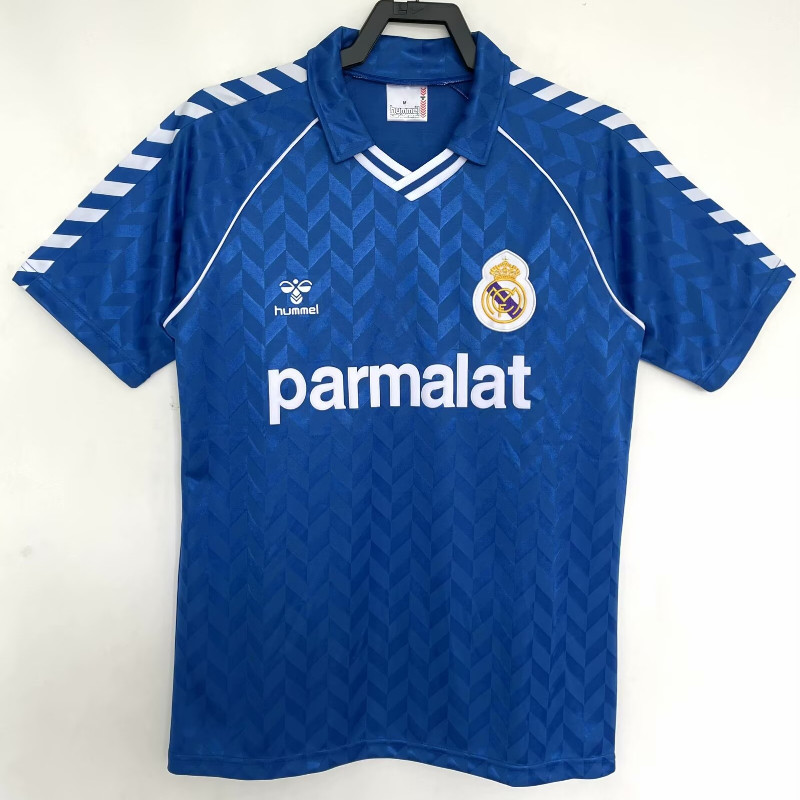 1986-87 Real Madrid Away Vintage Soccer Jersey S-XXL ผู้ใหญ่แขนสั้น Quick Dry กีฬาฟุตบอล AAA