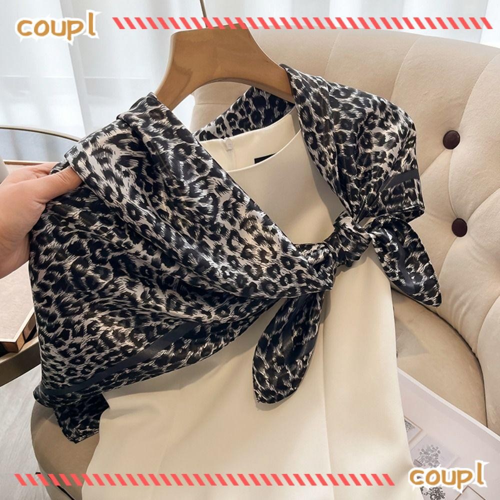 Coupl ผู้หญิงผ้าพันคอสแควร์,ขนาดใหญ่ Hijab เสือดาวพิมพ์ Lady Hair Shawl Wrap, แฟชั่นคอ Foulard ซาตินผ้าพันคอ 90 ซม.หญิง Neckerchief