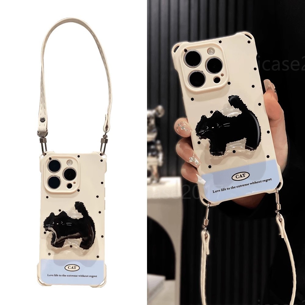 Cat Stand เคสโทรศัพท์เชือกเส้นเล็กสี่มุม Samsung S25 S24 S23 FE S22 S21+Note20 Ultra M32 Crossbody ป้องกัน - รูปที่ 7