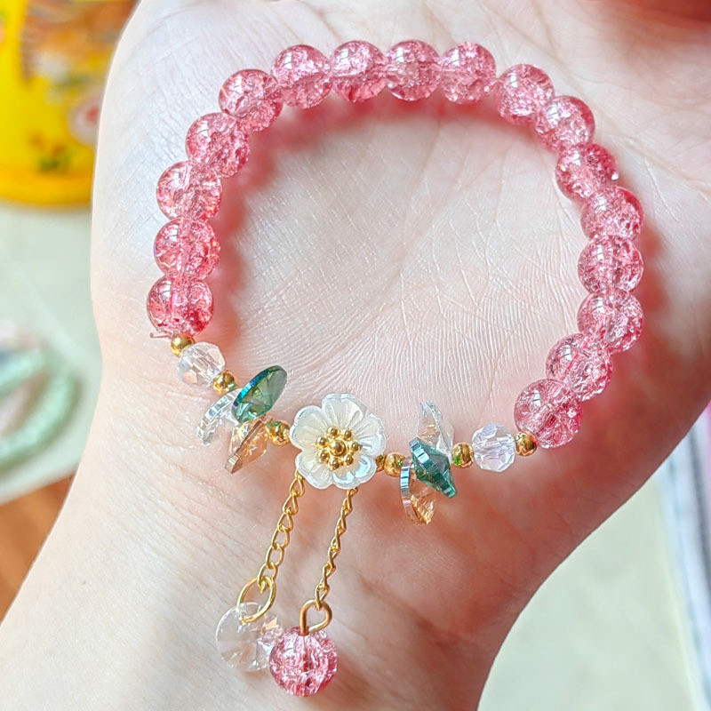 COD💖สร้อยข้อมือลูกปัดคริสตัลข้าวโพดคั่ว,เรียบง่ายและหลากหลาย,สร้อยข้อมือใสสดใส-Lune