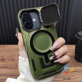 ทหารเกรดเกราะ Hard Case สําหรับ iPhone 16/15/14/13/12 Pro Max/Plus เคสแม่เหล็กพร้อมฝาครอบเลนส์ Heavy Duty กันกระแทกกันฝุ่นกล้อง Protector