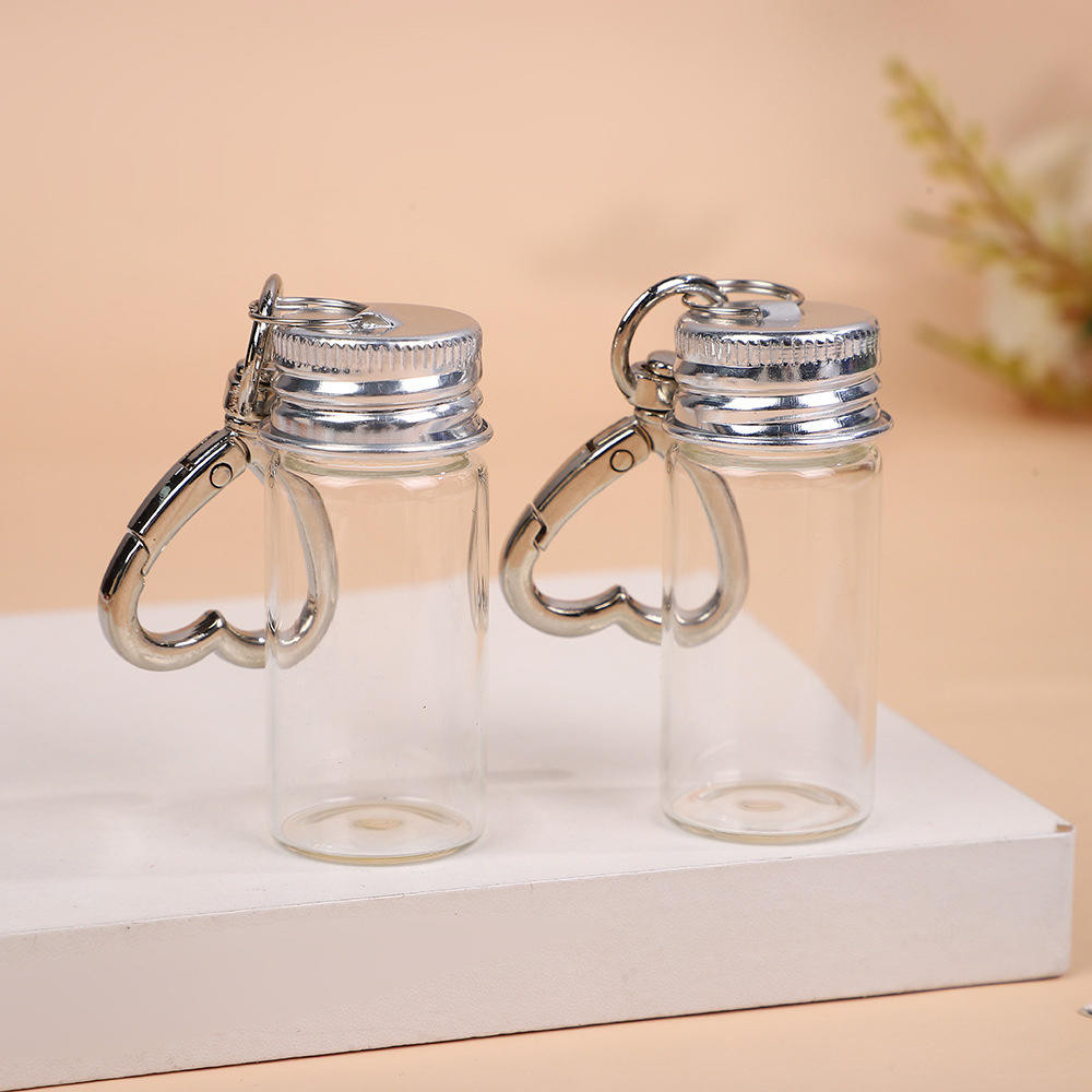 2pcs 10ml พวงกุญแจขวด Mini แก้ว Wishing ขวด Mini Vials Wax Candy ขวดสําหรับกระเป๋าเป้สะพายหลังแขวนงานแต่งงานโปรดปราน