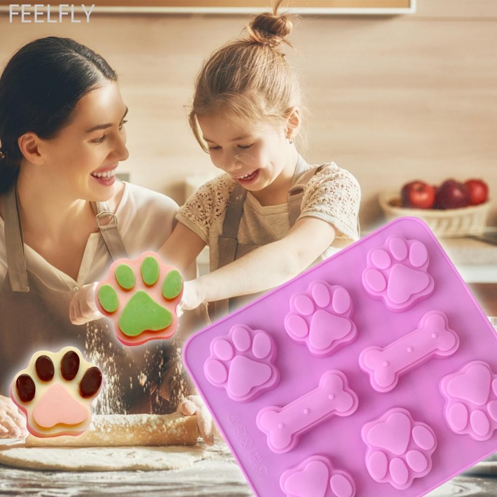 Feelfly แม่พิมพ์เค้กรอยเท้าสุนัข 3D DIY คุกกี้ Moulds Cat Paw Shape ซิลิโคนเค้ก Candy แม่พิมพ์สร้างส
