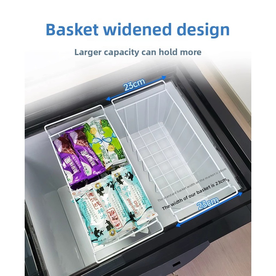 ตู้แช่แข็งชั้นวางภายในตู้แช่แข็งชั้นแขวนตะกร้าตาข่ายตะกร้าแช่เย็นตะกร้าเก็บแขวนตะกร้าชั้นวางด้านในกรอบพาร์ทิชันสากล - รูปที่ 5