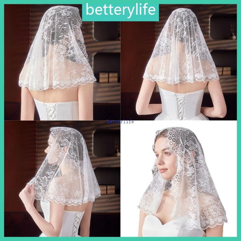 Btf Hijab Lace Veil Headscarf สําหรับโบสถ์ Attendantce Mantilla Veil Lace Headwrap สําหรับบริการบูชา