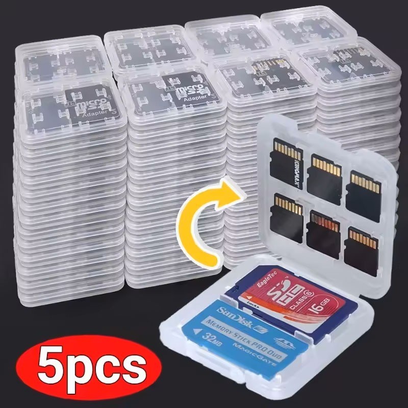 1/3/5 ชิ้น 8 ใน 1 โปร่งใสการ์ดหน่วยความจําสําหรับ SD SDHC TF MS การ์ดแบบพกพาขนาดกะทัดรัดจัดเก็บกล่องป้องกัน