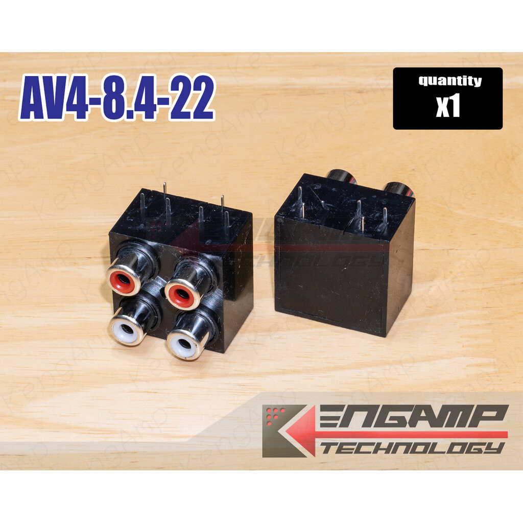 (1ตัว) [PJ] AV4-8.4-22 AV4-8.4-22 สีดำ ปิดหลัง แจ็ค RCA 4P ติดแท่นขาลงปริ้น