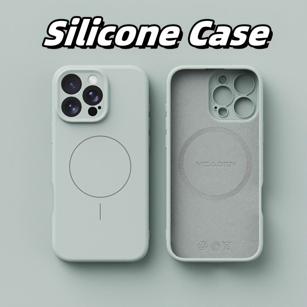 ใหม่ปลอกเคลือบป้องกันลายนิ้วมือซิลิโคนนุ่มเคสโทรศัพท์สําหรับiphone 16 15 14 13 12 11 Pro Max 16e X XR Xs Maxกรณีสีเขียวหรูหรา16Plusแม่เหล็กกันกระแทกปกหลัง