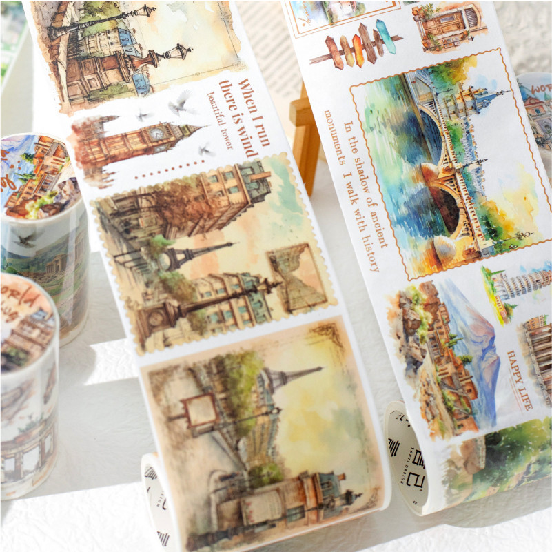 Wei 70 มม.*2 ม. 1 ม้วน [Embrace The World Series] คู่มือการสร้างภูมิทัศน์ที่สวยงามกระดาษกาว Washi เทป Washi Scrapbooking วัสดุสมุดภาพชุด