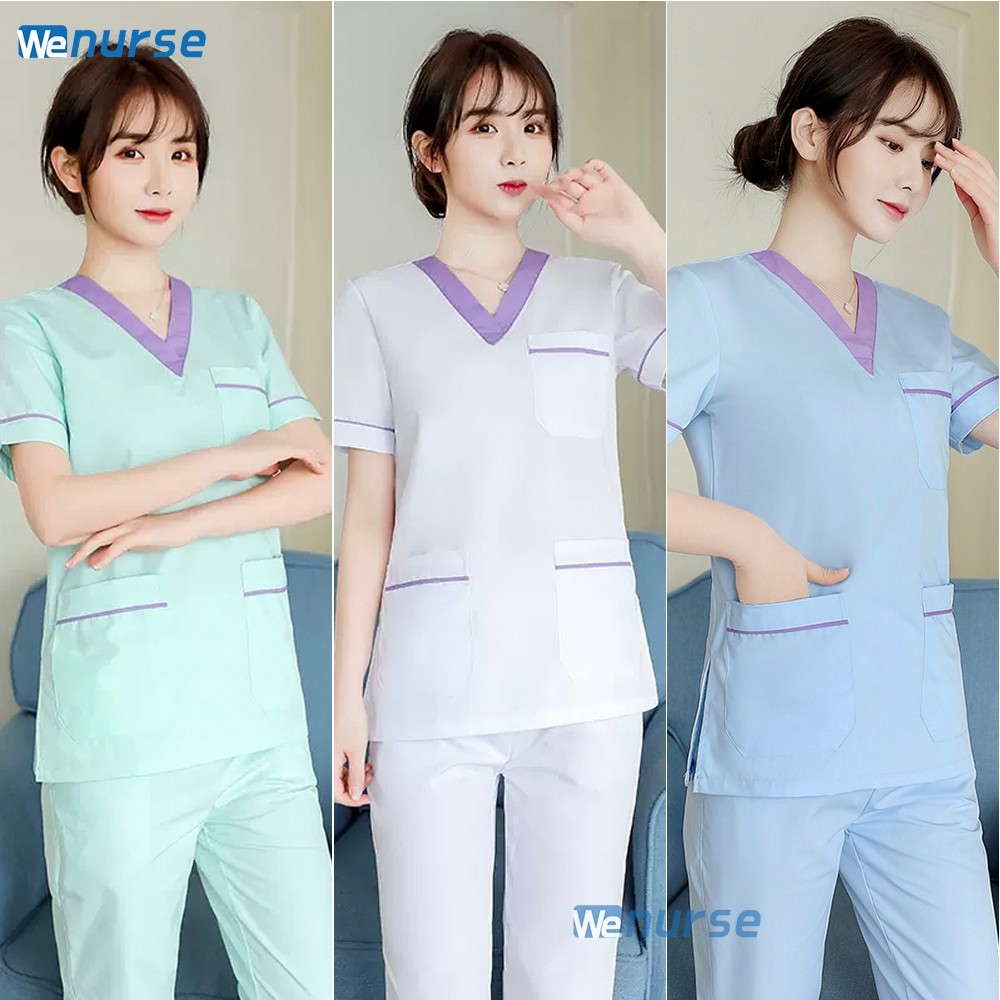 MEDICAL SCRUB SUIT BAJU SCRUB TOP+PANTS DOCTOR NURSE UNIFORMS