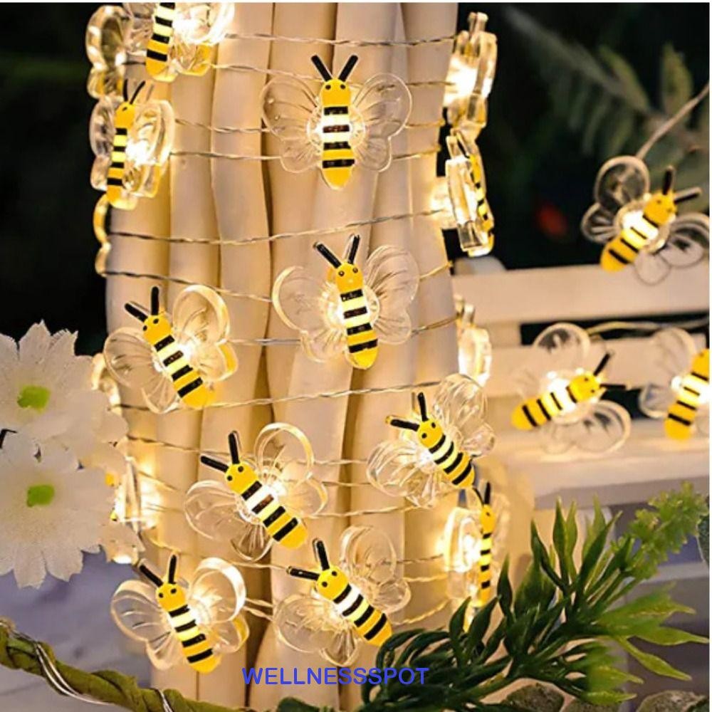 WELLNESSSPOT ไฟ LED รูปตัวผึ้ง, โคมไฟบรรยากาศสัตว์น่ารักกันน้ํา, Honeybee ยืดหยุ่นแบบพกพา Fairy Light พวงมาลัยคริสต์มาส