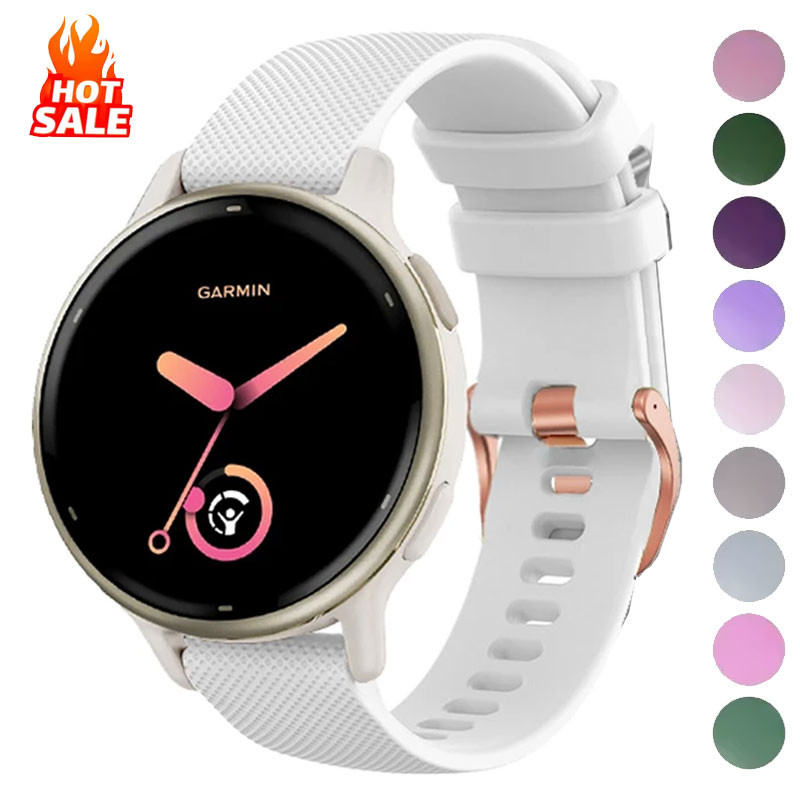 18 มม.20 มม.สําหรับนาฬิกา Garmin Forerunner 165 55 645 245 Vivoactive 4S Vivoactive 5 3 Venu Sq 2 Plus สายรัดซิลิโคนอุปกรณ์เสริม