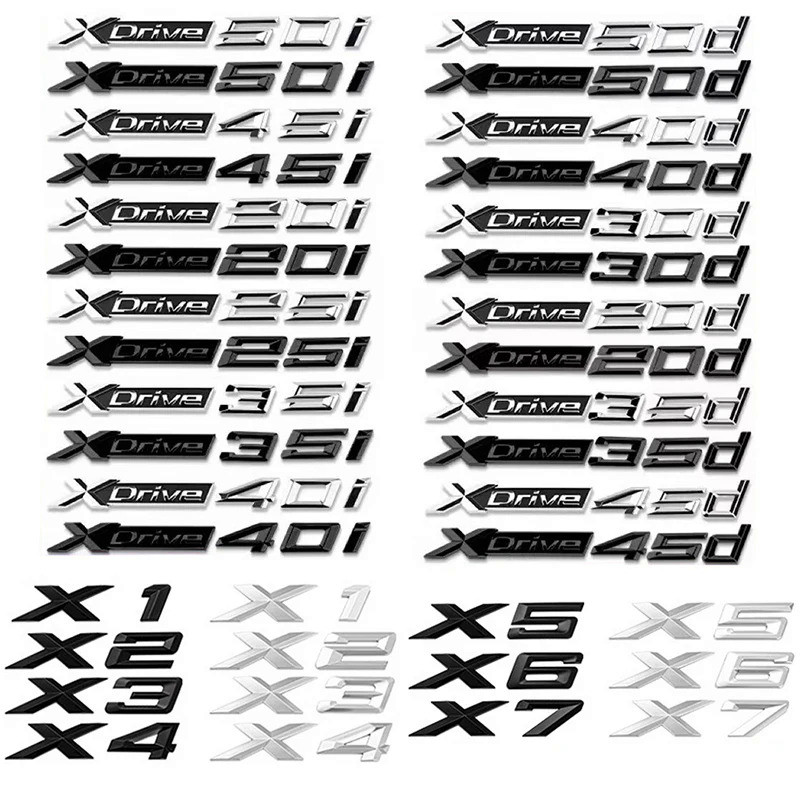 3D Xdrive 20d 30d 35d 40d 50d 20i 25i 30i Car Fender Emblem Trunk Badge Sticker For BMW  X1 X3 X4 X5