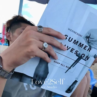 Love2Self MZ3-22 Super Cool แหวนแฟชั่นผู้ชายเงินสีดําแหวนหล่อผู้ชายอุปกรณ์เสริม Vintage ปรับแหวน