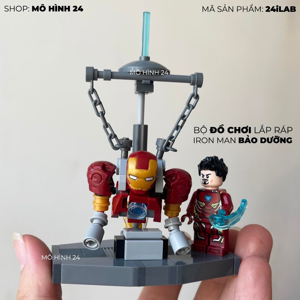 Iron Man ชุดของเล่นประกอบ Maintenance ironman MOC 24iLAB Iron Man ปริศนาเกราะซ่อม hachiroku24 การก่อ