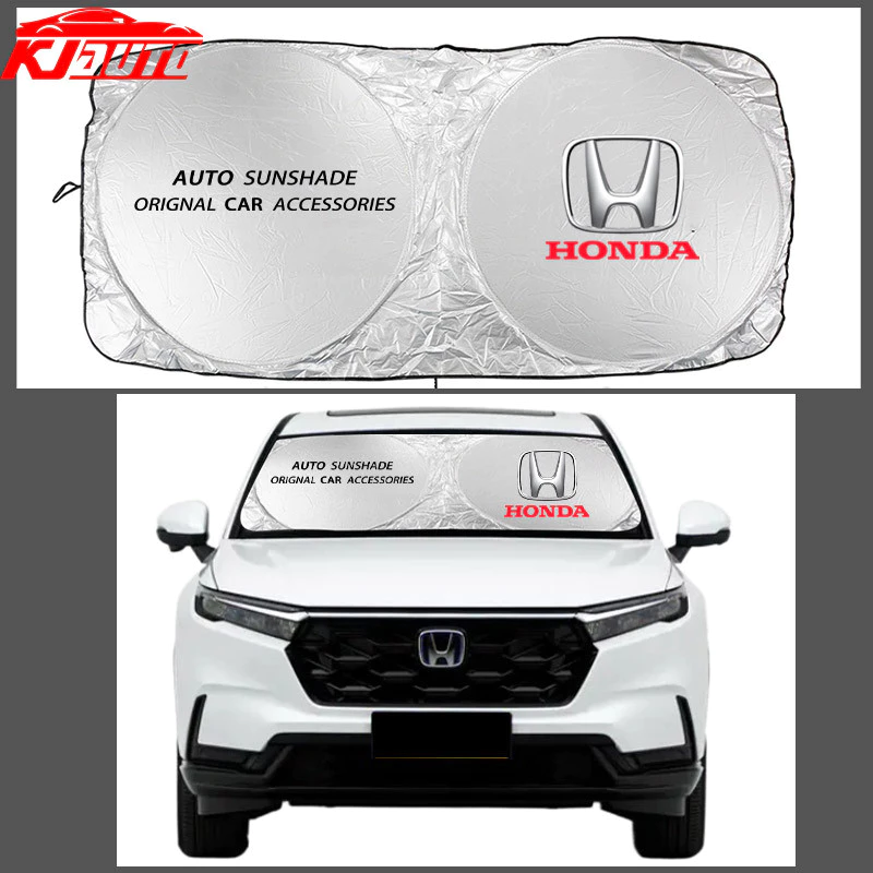 Honda กระจกรถยนต์ด้านหน้า Sun Shade สําหรับ City Civic Fit Jazz HRV BRV CRV WRV Brio Accord ตะกั่ว mobilio Mugen Power ประเภท RS Sun Visor Hunter Protector ด้านหน้า SunShade
