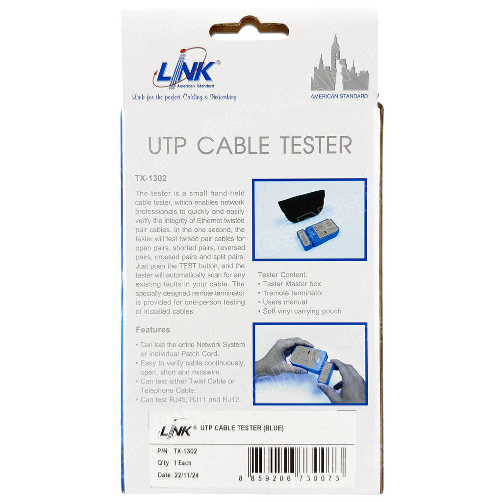 [ 1 ชิ้น ] TX-1302 เครื่องทดสอบสายแลนด์ US-8010 LINK Cable Tester TX1302 interlink UTP CABLE TESTER เครื่องมิอ TEST ส...