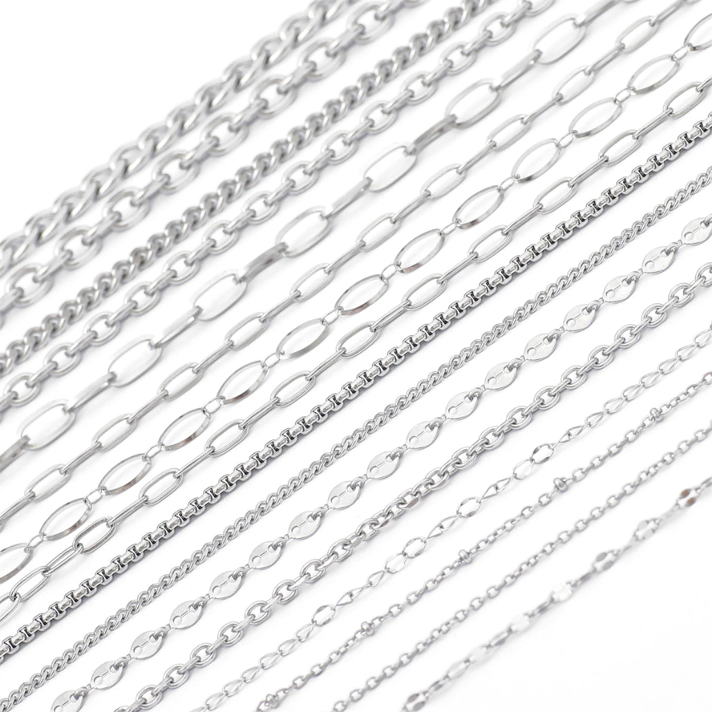 1M/แพ็คเครื่องประดับสแตนเลสโซ่ Cuban Link Chain Basic Punk Chain สําหรับสร้อยคอสร้อยข้อมือ DIY เครื่องประดับทํา