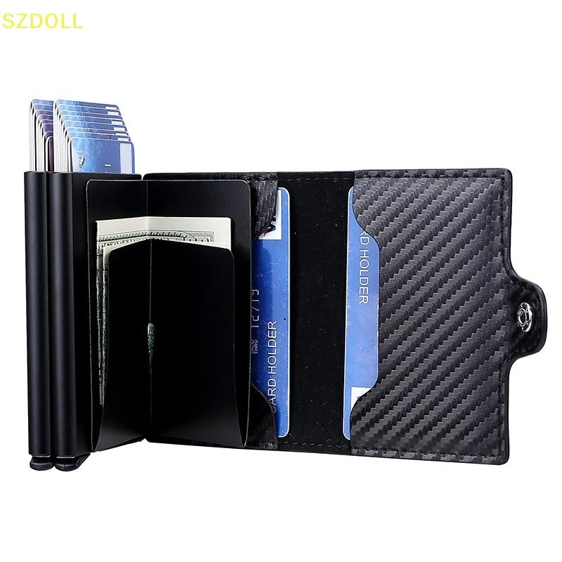 [cxSZDOLL] Double-Layerบัตรเครดิตกระเป๋าสตางค์สําหรับชายบางSlim Pop Up Minimalistกระเป๋าสตางค์Antitheft PUหนังธนาคารผู้ถือบัตรเครดิตDOM