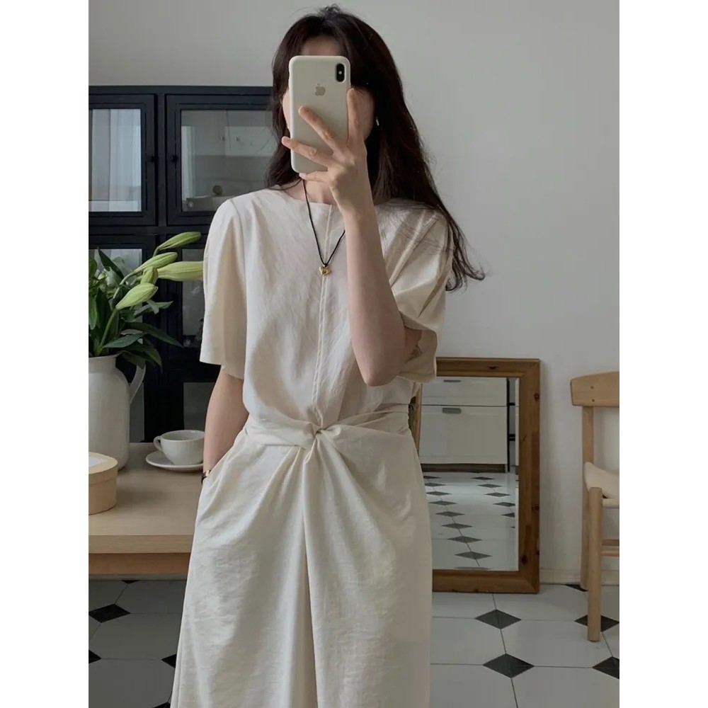 ชุดเดรสไฮบริดไฮบริดไฮบริด Hepest เสื้อกั๊กสายสั้นสั้นเซ็กซี่ มม.特大肚300V ฤดูร้อน宽松显瘦裙T panthen裙Fat pulssize เดรสโอเวอร์ไซส์