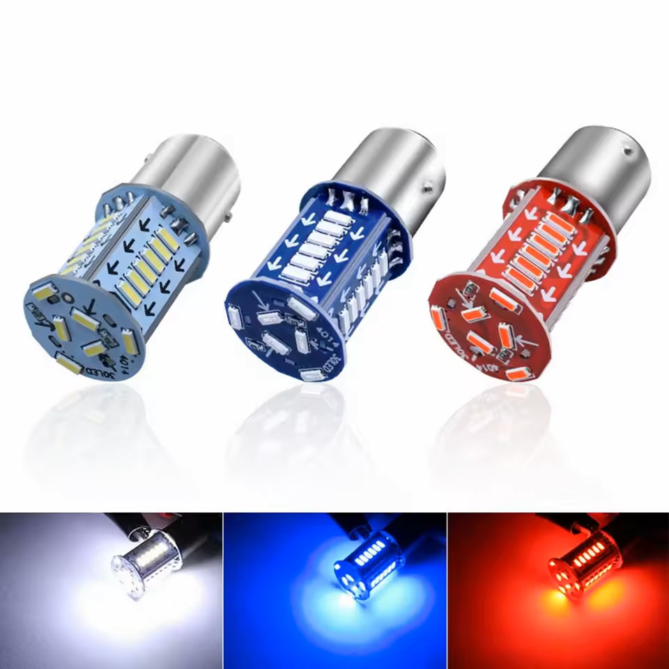 1157 หลอดไฟ LED สีแดงเบรค Strobe & DRLs ไหล 2-in-1 ประมูล 4014 SMD BAY15D ไฟ LED สําหรับโคมไฟเบรคอัต