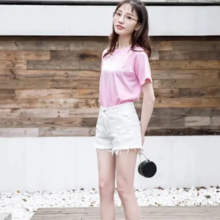 💖🌈 MKL 🌈💖กางเกงยีนส์ขาสั้น แต่งขาด ทรงน่ารักเข้ารูป ปลายรุ่ย ✨#2032