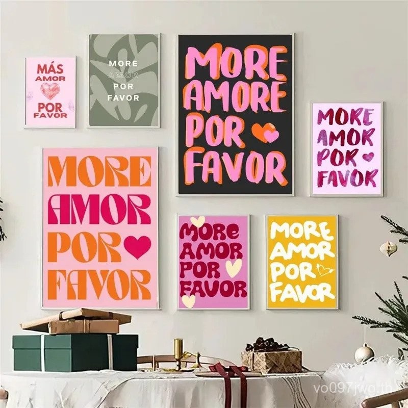 More Amor Por Favor คุณภาพดีพิมพ์ผ้าใบและโปสเตอร์ Vintage Room Home Bar Cafe Decor ความงาม Art ภาพวา