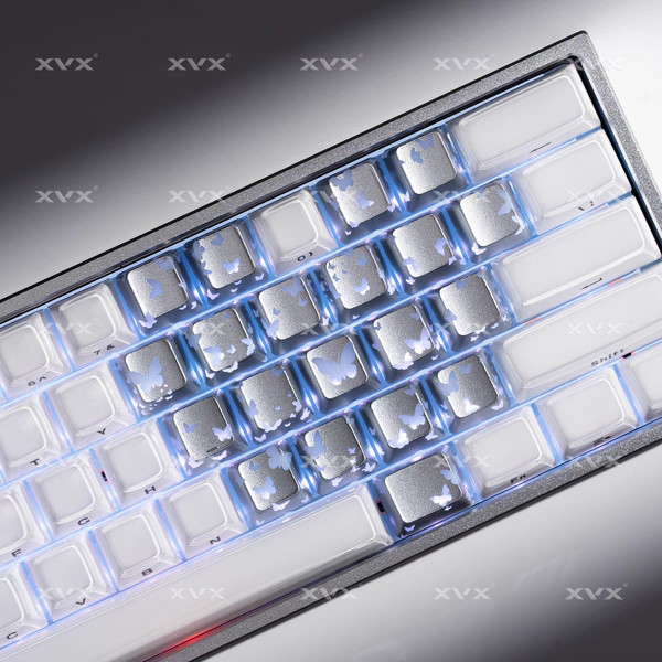keycap keycap ใส XVX Silver Butterfly Love Keycap รูปแบบเสริมโปร่งแสง IMD Keycap แกนแม่เหล็กคีย์บอร์