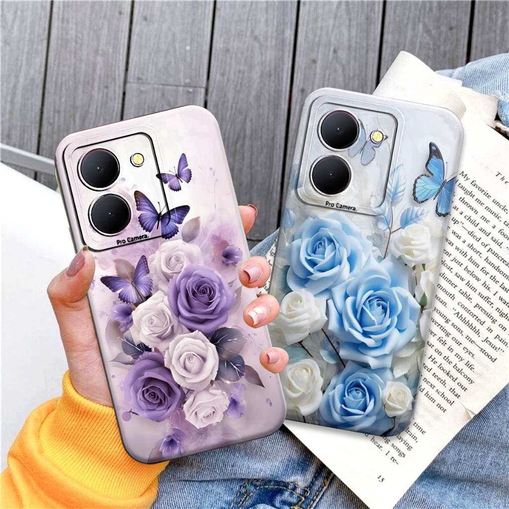HP Softcase VIVO Y27 5G 2023/Y36 5G 2023 NEWEST Beautiful Butterfly Flower Motif - เคส Vivo Y36 5g -
