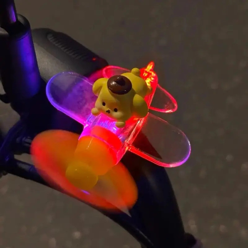 แฮนด์รถจักรยานยนต์พลังงานลม LED Spinner ไฟเครื่องบิน, ตกแต่งคําเตือนความปลอดภัยสําหรับอุปกรณ์จักรยานขี่กลางคืน, ด้ามจับกันลื่นหมุนได้ 3D