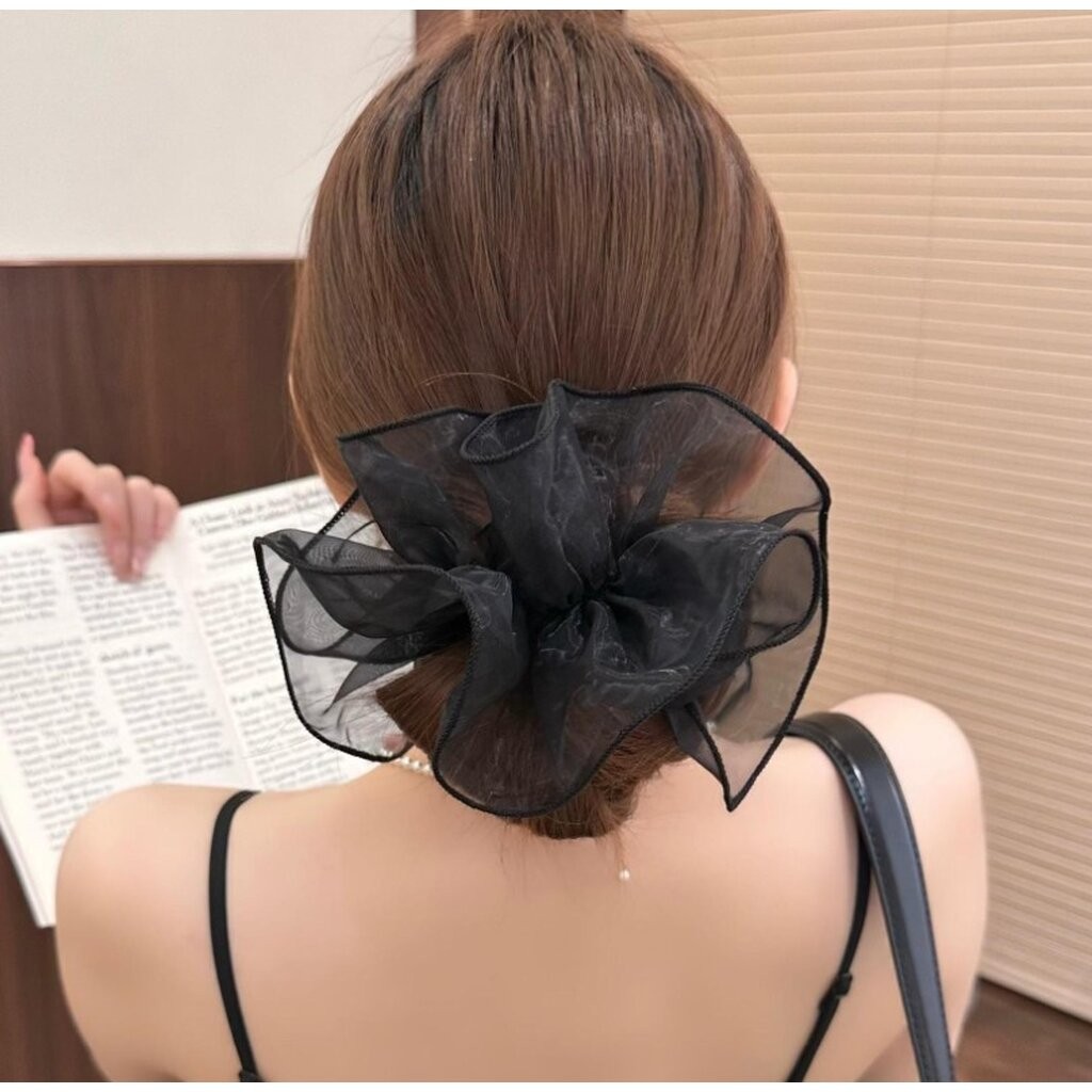 26CHAYA✨ยางรัดผม โบว์ขาว ดำ เส้นใหญ่ สไตล์เกาหลี - รูปที่ 4