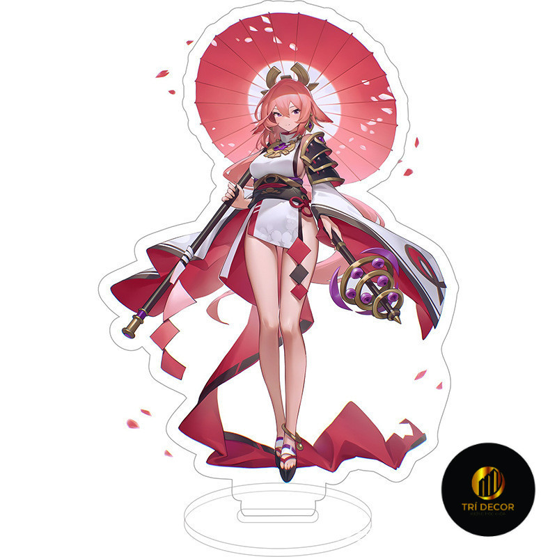 พวงกุญแจ โมเดล สแตนดี้ Genshin Impact Yae Miko ของตกแต่งการเรียนและโต๊ะทํางาน