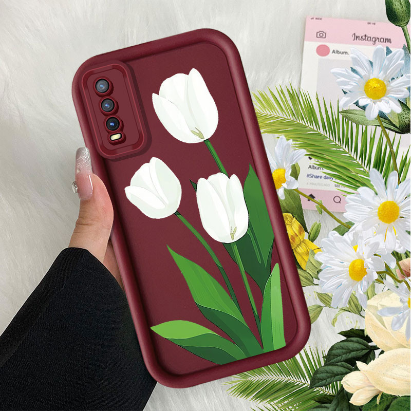 ภาพประกอบศิลปะดอกทิวลิปเคสโทรศัพท์สําหรับredmi 9 10 10C 12 12C 13C A3 หมายเหตุ 8 8 Pro 9 10 10S 10 Pro 11 S 11 Pro 12 Pro POCO C65 M3 แฟชั่นที่มีอยู่เคสกันกระแทก