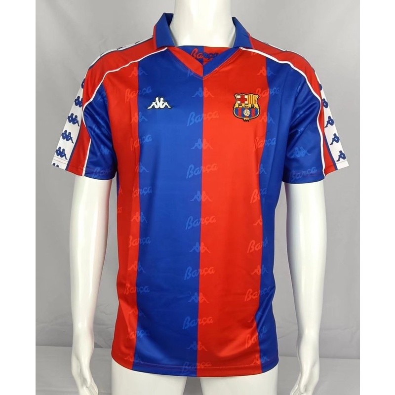 1992-1995 Barcelona home retro jersey S-XXL แขนสั้นกีฬาฟุตบอลเสื้อยืด jersey คุณภาพสูง jersey AAA