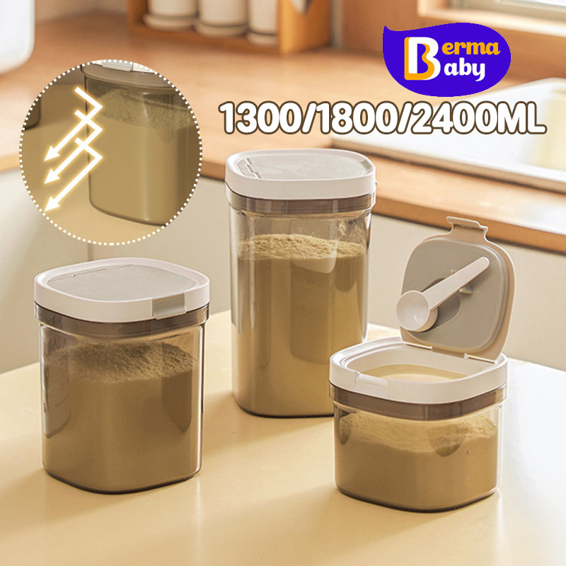 Berma Baby ถังนมผงปิดผนึก กล่องสูญญากาศ กล่องเก็บอาหาร 1800/2400ML เก็บอาหารแห้ง