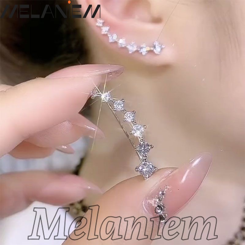Long Dipper Ear Hook Clip - ของขวัญสําหรับเทศกาล,อุปกรณ์เสริมปาร์ตี้ - Y2K,คุณภาพสูง,หวาน - Silver Zircon Ear Cuff - เครื่องประดับคริสต์มาส