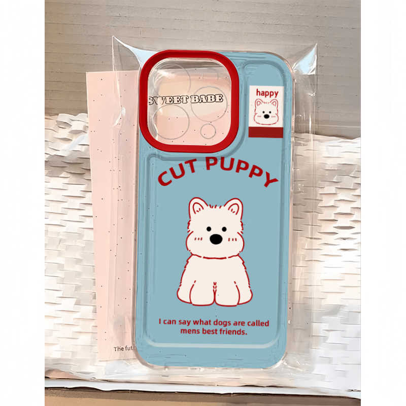 น่ารัก Blue Puppyโปร่งใสกรณีนุ่มสําหรับIphoneกรณี 16promax 15 15promax 14promax 13pro 13promax 11 12promax 7PLUS XR