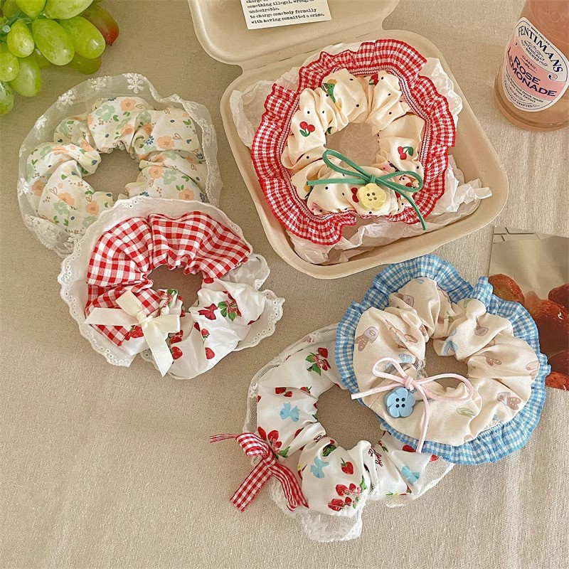 สีชมพู Lolita แหวนผมหญิงเกาหลีสไตล์โบว์น่ารักลายสก๊อต Scrunchies แฟชั่นอุปกรณ์เสริมผม ราคา ถูกที่สุด ดีลบีเคเค แกลเลอรีภาพที่ 6