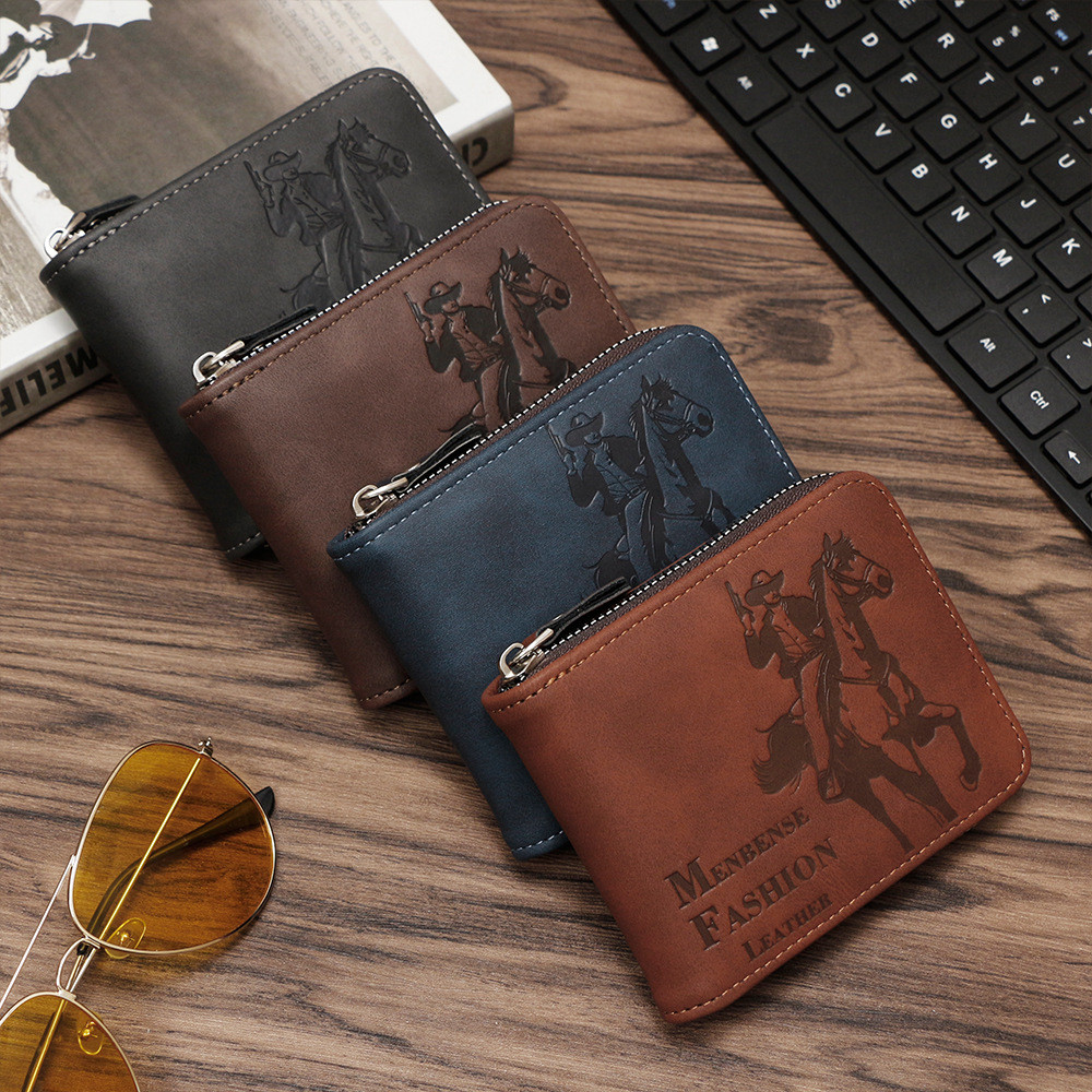 กระเป๋าสตางค์หนัง PU สไตล์สั้นเรียบง่ายสําหรับผู้ชายเคสใส่บัตรหลายใบกระเป๋าสตางค์เงินสดแบบพับได้