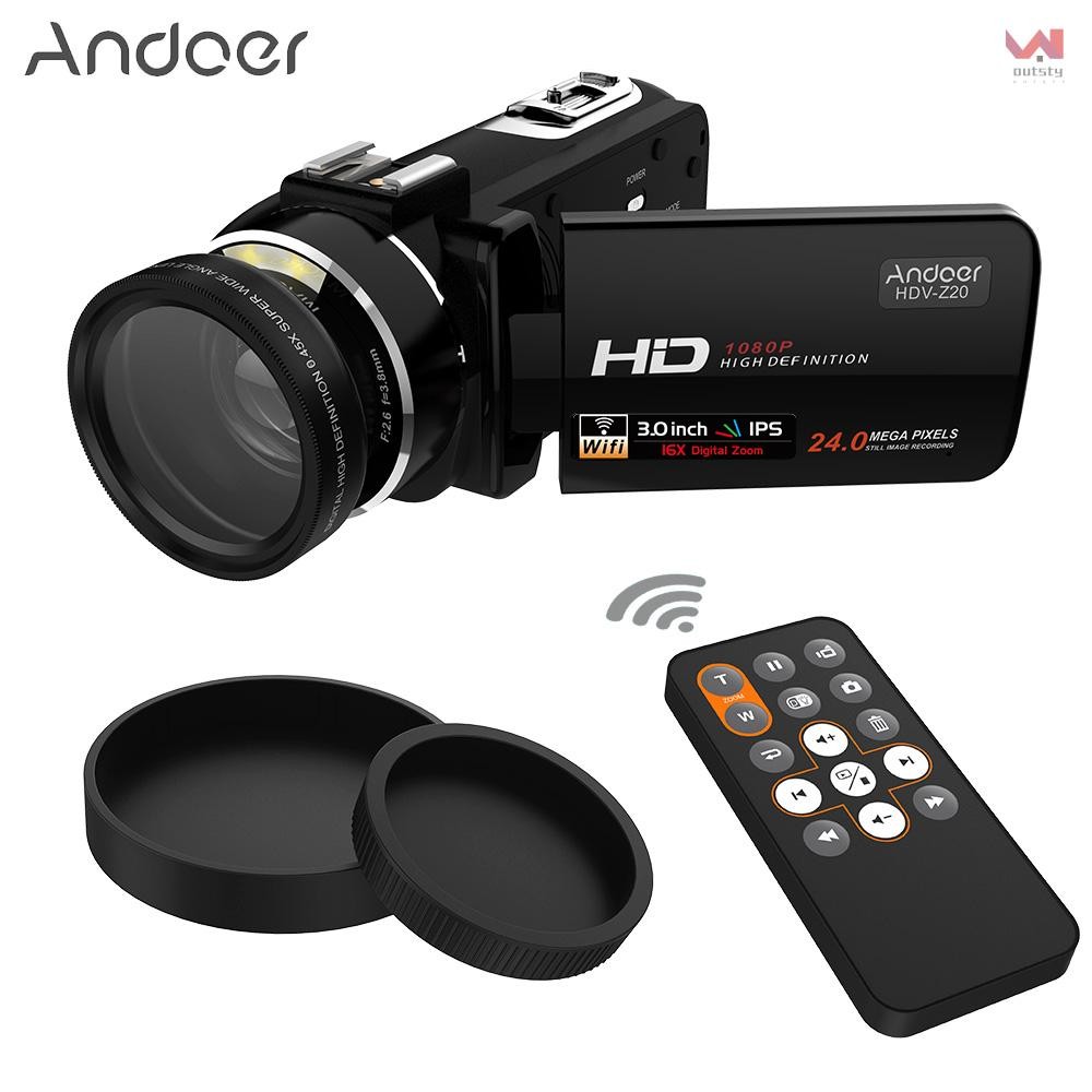 Andoer HDV-Z20 แบบพกพา 1080P Full HD Digital Video กล้อง 37 มม.0.45 เลนส์มุมกว้างสูงสุด 24 Mega พิกเ