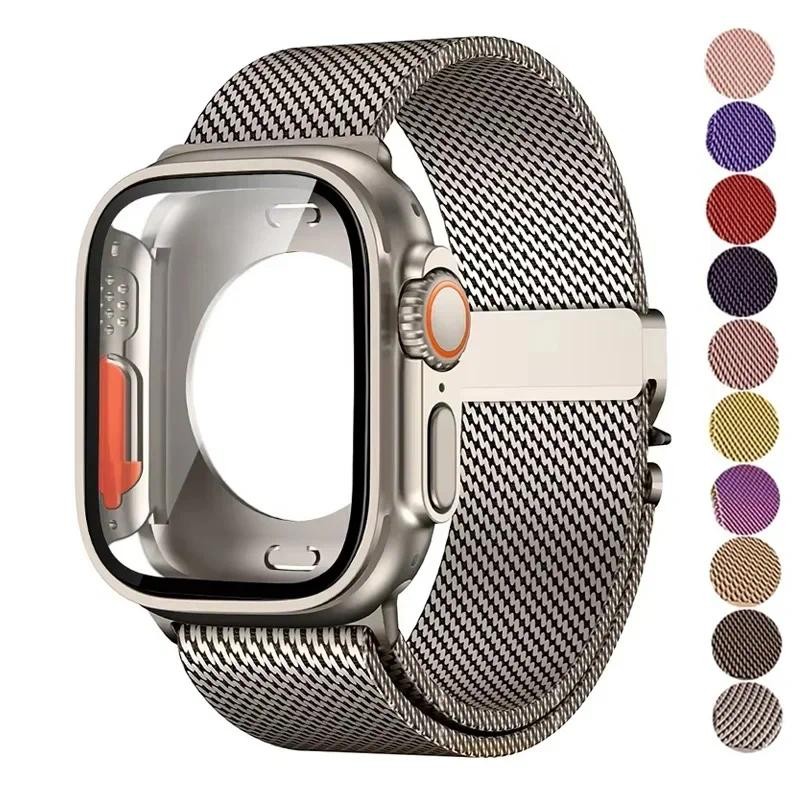 Milanese Loop Band + สําหรับ Apple Watch 46 45 44 42 41 40 มม. รองรับ Ultra 2 49 มม. Iwatch Series 10 9 8 7 6 SE 5 4