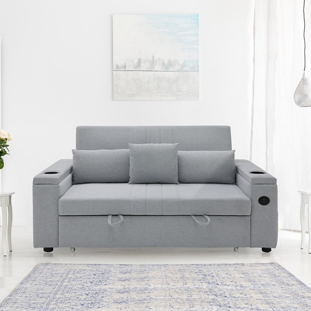 SB Design Square โซฟาเบด รุ่น Jazlyn สีเทาอ่อน (152x90x91 ซม.) แบรนด์ KONCEPT FURNITURE