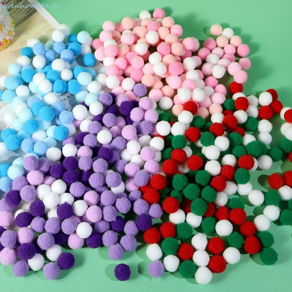 Sevenhome3e ลูกบอลขนปอมปอม 1 แพ็ค 1 ซม./1.5 ซม|สี DIY Pom Ball, DIY เย็บหัตถกรรมอุปกรณ์ Chrismas สีความยืดหยุ่นนุ่ม DIY Plush Ball ตกแต่งคริสต์มาส